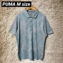 PUMA ゴルフ ポロシャツ 半袖 ボーダー メンズ M 総柄 プーマ