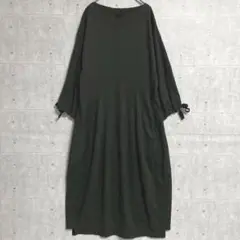 【ヒロコデジネール】　ロングワンピース　（Ｓ〜Ｍ）　ゆったり　深緑