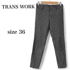 【トランスワーク】 パンツ スラックス ストレート ブラック ホワイト 綿混