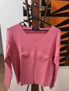 JUSGLITTY 長袖 Vネックニット ピンクのサムネイル