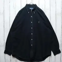 メンズXXL【美品】ラルフローレン長袖シャツ無地黒1550