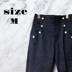 【良品】パンツ 8分丈 ポケット付き ブラック 綿 レディース【M】