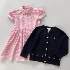 Ralph Lauren ピンクワンピース と ネイビーカーディガン 90cm