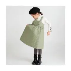 カーキ　キルティング ジャンバースカート　ハート模