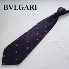 ブルガリ ネクタイ ブランドロゴ 総柄 シルク100％ イタリー製【n3567】