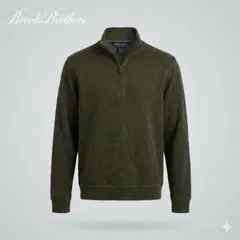 Brooks Brothers ハーフジップ スウェット オリーブ 綿100%