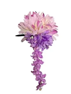 花飾り　髪飾り　浴衣用　着物用　和装　夏祭り　紫　ピンク　白　ヘアクリップ　ピン