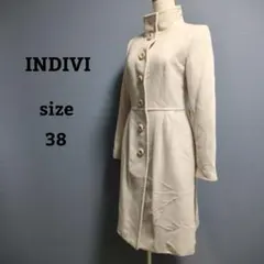 【INDIVI】インディヴィ　コート　スタンドカラーコート　ウール　アンゴラ混