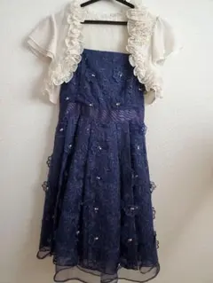花　刺繍　ワンピース　ボレロ　２点セット　結婚式　ドレス　パーティ　小さいサイズ