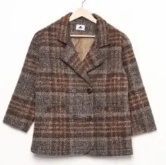 【限界値下げ・即購入可•韓国風】チェック柄 ダブルボタンコート アウター