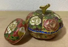 ７宝焼きオルゴール付きカボチャ型小物入れ工芸製品