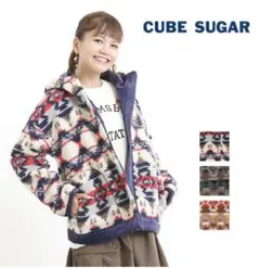 CUBE SUGAR ボアジャケット 幾何学模様