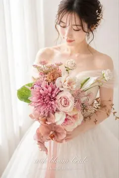 アーティフィシャルフラワー　ウエディングブーケ　クラッチブーケ　前撮り　胡蝶蘭