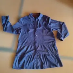 ダークブルー フレア長袖シャツ Mサイズ