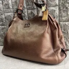 【希少良品】コーチ マディソン ラージ マギー トートバッグ メタリックブロンズ