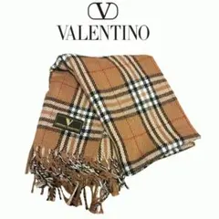 VINCENZO VALENTINO チェック 柄 マフラー 冬 秋 ブラウン