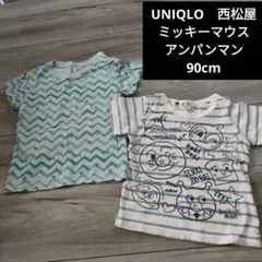 UNIQLO 　西松屋　ミッキー　アンパンマン　半袖Tシャツ　90cm　2枚