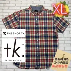 ■TAKEO KIKUCHI 半袖 薄手タータンチェックシャツゆったりシルエットのサムネイル