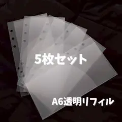 A6 リフィル　透明　ピンク　バインダー　ダブルポケット　5枚　貯金管理用