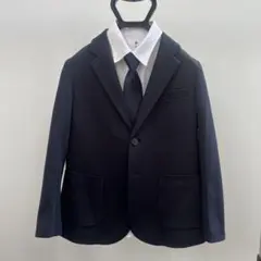 キッズネイビー ジャケット、パンツ 130サイズ 程度　シャツ、ネクタイ　セット