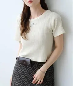 Kastane ニットタグリブTEE Tシャツ