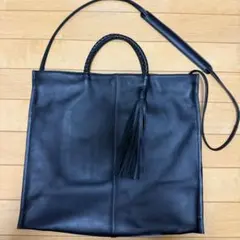 【4/20までお値下中】黒 高級本革　レザートートバッグ　ショルダーバック　美品