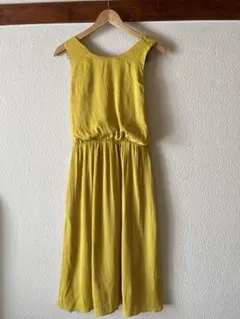ZARA Basic ザラベーシックイエロー ノースリーブ ひざ丈ドレス