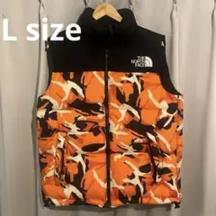 【美品】ノースフェイス ダウンベスト ヌプシ L オレンジ