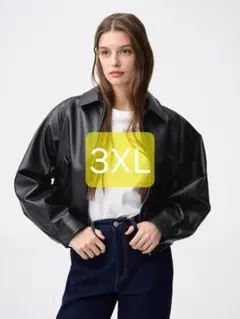 GU フェイクレザーハリントンジャケット 3XL 黒のサムネイル