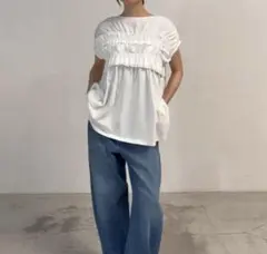 forksy 前後2way シャーリング カットフリル ショートスリーブTシャツのサムネイル