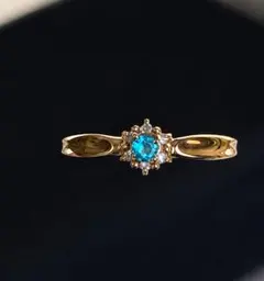 パライバトルマリン 0.07ct ダイヤモンド YG リング パライバ リング