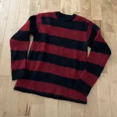 ボーダーニットセーター　赤黒