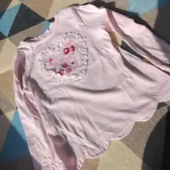 メゾソプラノ♬ピンクのハート刺繍長袖Tシャツ 120cm
