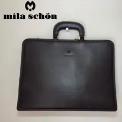 【極美品】mila schon × iketei スリムビジネスバッグ 濃茶