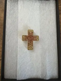 k18 ペンダントトップ　クロス　十字架　イエロー　オレンジ　サファイア