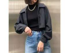 EMODA ビッグカラーショートジャケット グレーのサムネイル