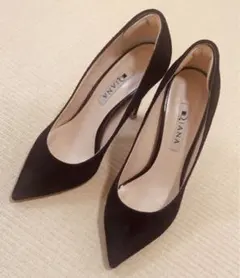 DIANA 黒 スエード ポインテッドトゥ ハイヒール 9cm