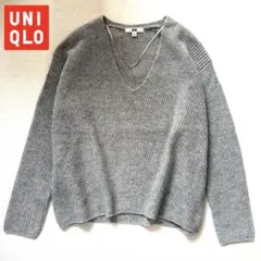 【UNIQLO ユニクロ】カシミヤブレンド Vネック セーター ニット リブ編み