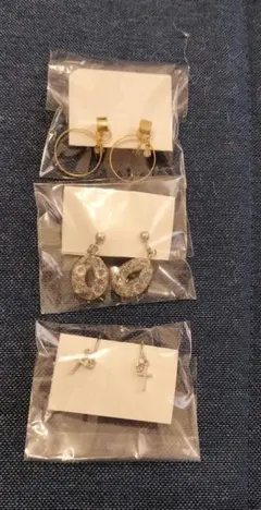 ネジバネ式イヤリング　3点まとめ売り