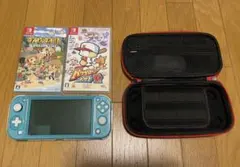 ニンテンドーSwitch right ターコイズブルー　本体+ケース+ソフト2本のサムネイル