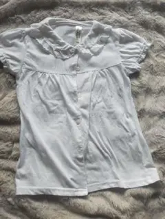 フリル付き襟のホワイトシャツ 120