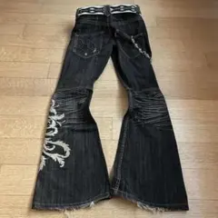 ブラックブーツカットデニム　y2k opium グランジ　d.i.a系　Sサイズ