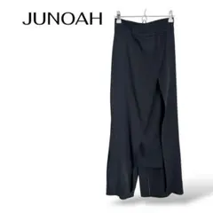 ロングスリットスカートタイト　重ね着　個性的　ウエストゴムJUNOAH 大きめL