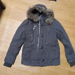 ダークブラウン モッズコート ファー付き