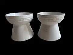ル・クルーゼハイスタンドペットボウル　白　2セットのサムネイル