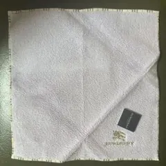 新品タグ付き　バーバリー　タオルハンカチ　ノバチェック　約25cm　パープル