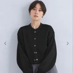 新品　ブラック ボタン付きカーディガン　メッシュカーディガン