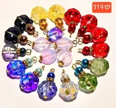 319♡ガラス肉球とうさぎチャームコネクター