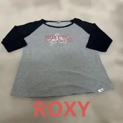 ROXY ロキシー ラグラン 七分袖シャツ グレー×ブラック