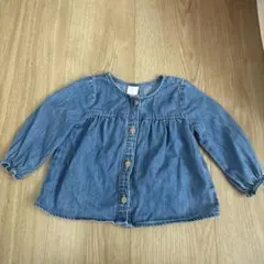 H&M デニム ボタン付き長袖シャツ 62